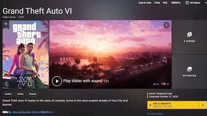 gta vi imdb leak