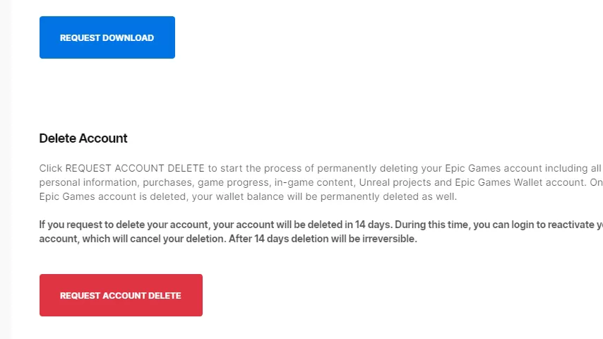 epic games delete acc